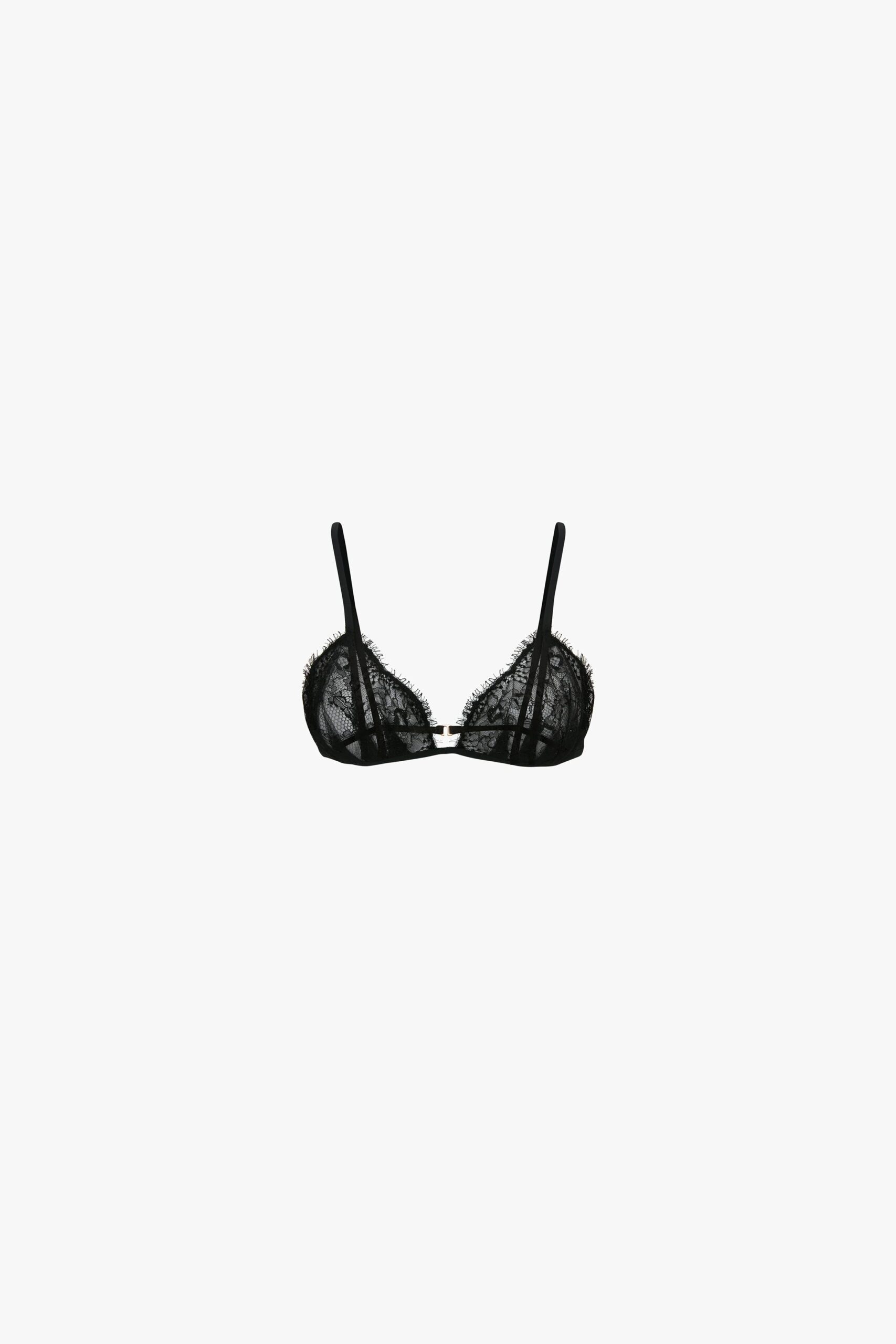 PleatDetailLaceBraInBlack
